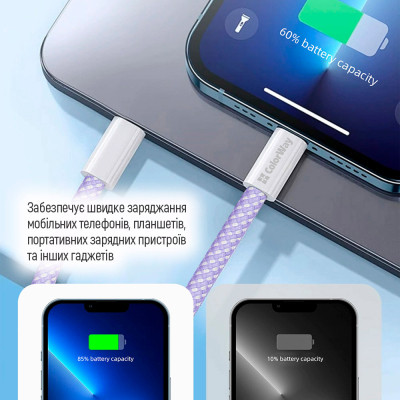 Дата кабель USB-C to Lightning 1.0m 27W purple ColorWay (CW-CBPDCL061-PU) Винница - изображение 7
