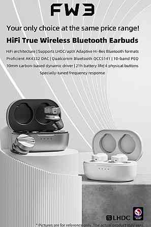 Навушники FiiO FW3  White (сірий) відкриті. Харьков