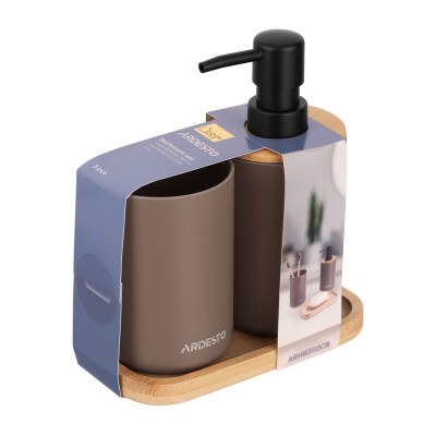 Набор для ванной комнаты Ardesto Minimalism 3 предмета Тауп 360 мл (ARHB3112CB) Вінниця - фото 4