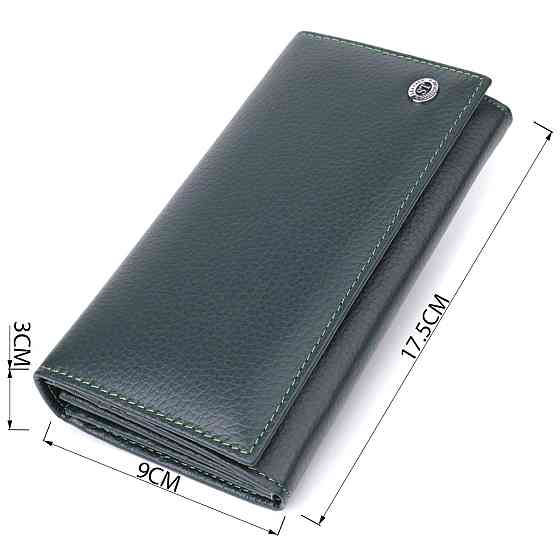 Зручний вертикальний гаманець із натуральної шкіри ST Leather 23086 Зелений Київ