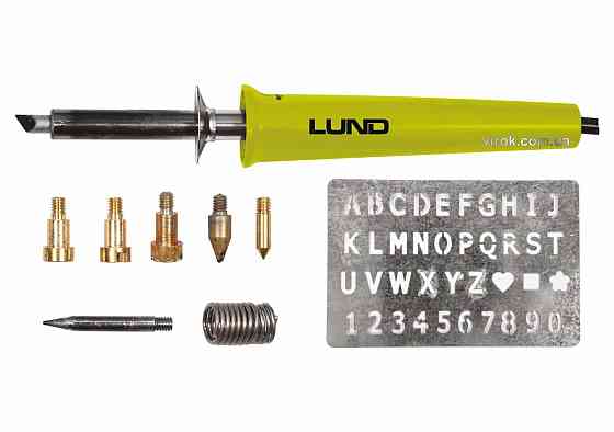 Паяльник-випалювач (по дереву) мережевий LUND: P=30Вт, макс. t= 400°C, з наконечниками, 11 елем.[15] Одесса