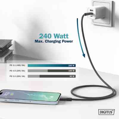 Дата кабель USB-C to USB-C 2.0m USB 4.0 Gen2 20G 240W 8K silicone black Digitus (AK-300344-020-S) Винница