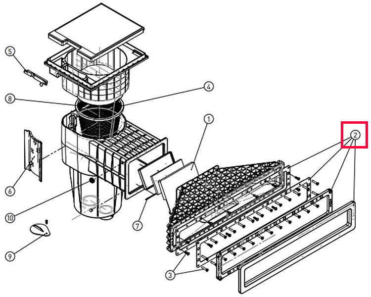 Комплект прокладок, фланца, декора X-Line для скиммера Hayward X-Pro 600, темно-серый Киев - изображение 1