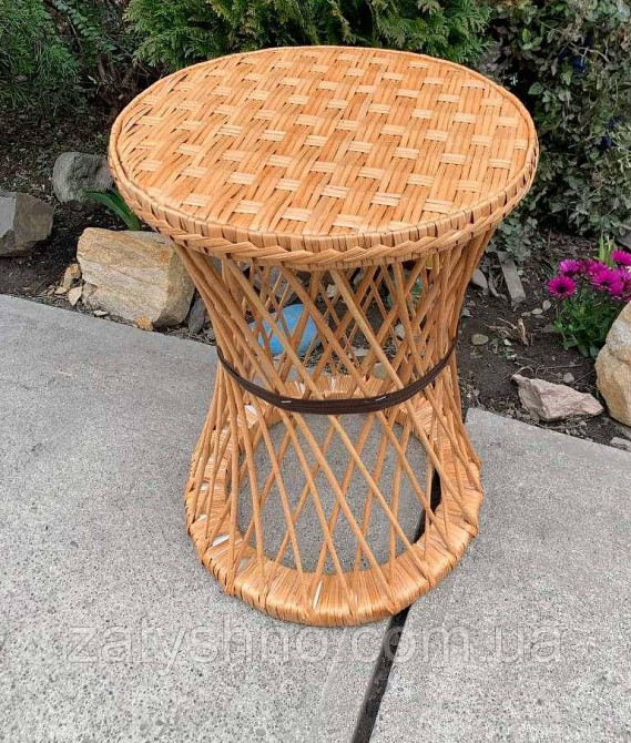 Високий плетений стіл круглий Київ - фото 9