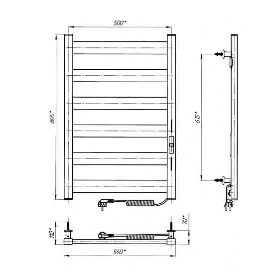 Електрична рушникосушка Laris Зебра Бонд ЧФ(ГМ) 6 500Х800 Е графіт П/П Київ