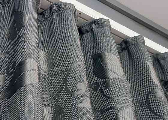 Шторна тканина льон рогожка "Листя" колір сірий 1692ш Київ