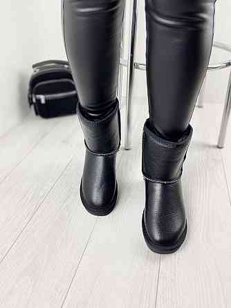 ITTS Угги жіночі ITTS чорні натуральна шкіра высота 19 см размер 36-41 (2081) Коломия