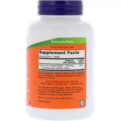 Мінерали Now Foods Натуральний Йод, (Ламінарія), Kelp, 150 мкг, 200 таблеток (NOW-02680) Вінниця