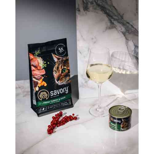 Корм сухий Savory Adult Cat Gourmand Fresh Turkey and Duck для дорослих котів зі свіжою індичкою і качкою 400 г Київ