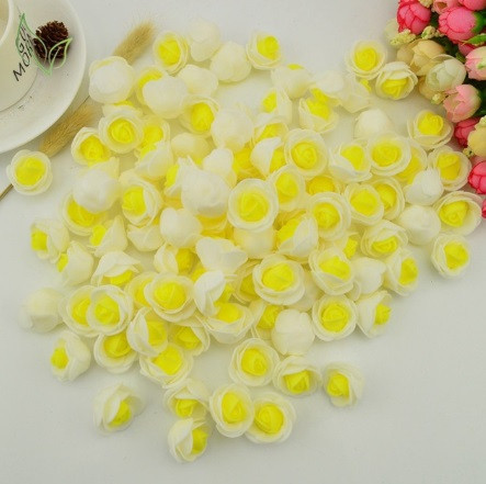 Головки квітів для рукоділля 50 штук 3 см біло-жовтий Київ - фото 2