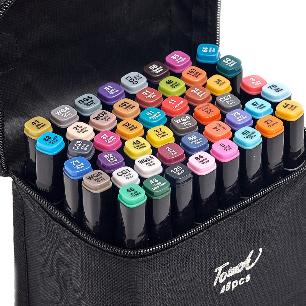 Большой набор скетч маркеров 48 цветов Touch Raven в черном чехле и Блокнот А4 для рисования в подарок! Каменец-Подольский - изображение 7