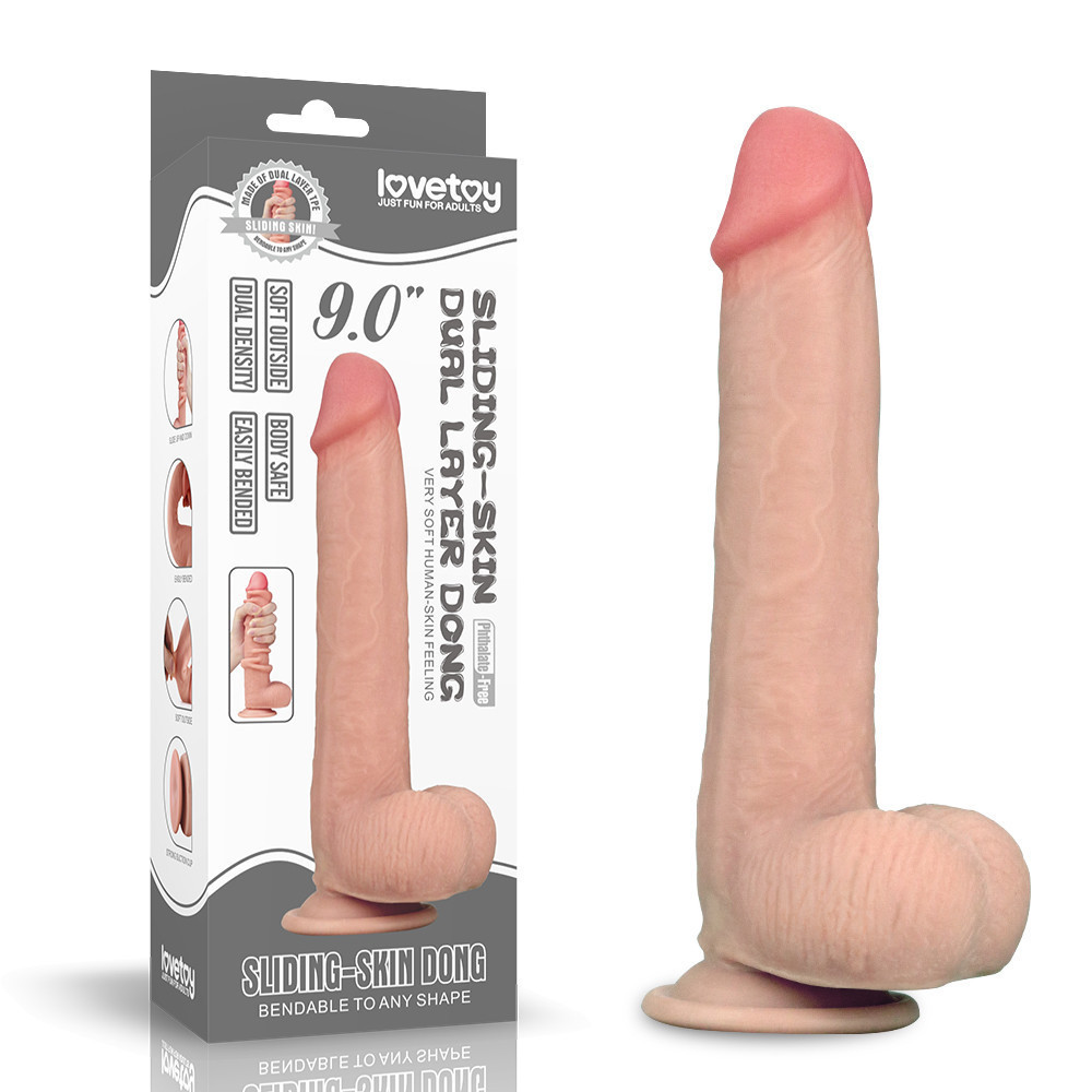 Фалоімітатор - Sliding-Skin Dual Layer Dong 9" Flesh Sex Aura Київ - фото 1