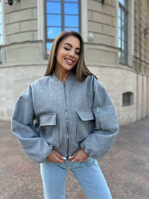 Жіночий стильний бомбер на блискавці кашемір + підкладка Сірий, 46/48 Одеса - фото 1