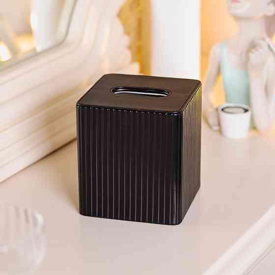 Квадратная салфетница из эко-кожи, черная Киев