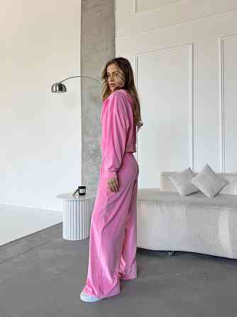 Женский повседневный костюм двойка: кофта и штаны велюр Розовый, 42/44 Одесса