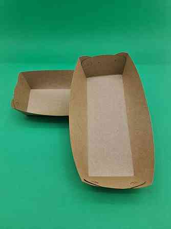 Тарелка лодочка крафт ПЛОТНАЯ с ламинацией 250*100*45 (100 шт) Харьков