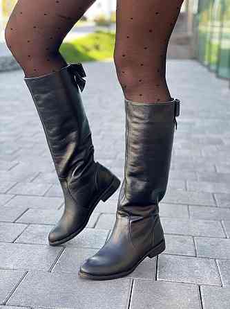 Чоботи жіночі BOGATKO чорні натуральна шкіра висота 36см обхват 36-38см (3895) Коломыя