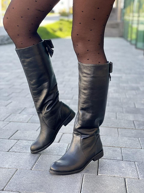 Чоботи жіночі BOGATKO чорні натуральна шкіра висота 36см обхват 36-38см (3895) Коломыя - изображение 3