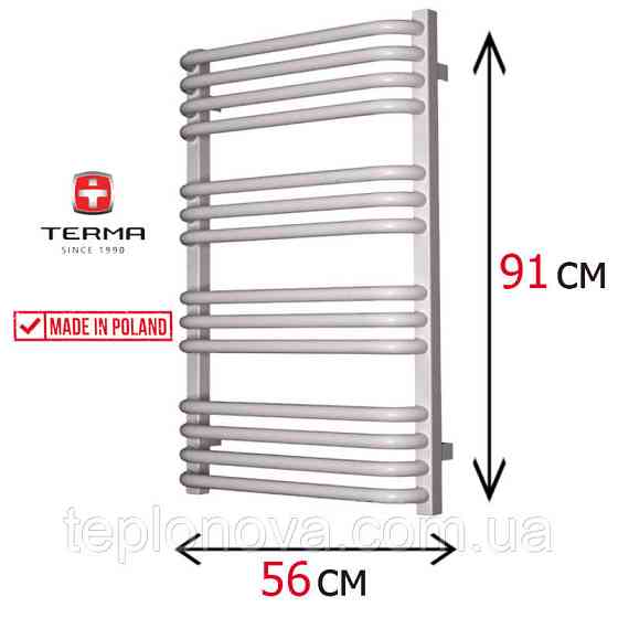 Водяной полотенцесушитель Белый 910х560 Terma Alina Черновцы