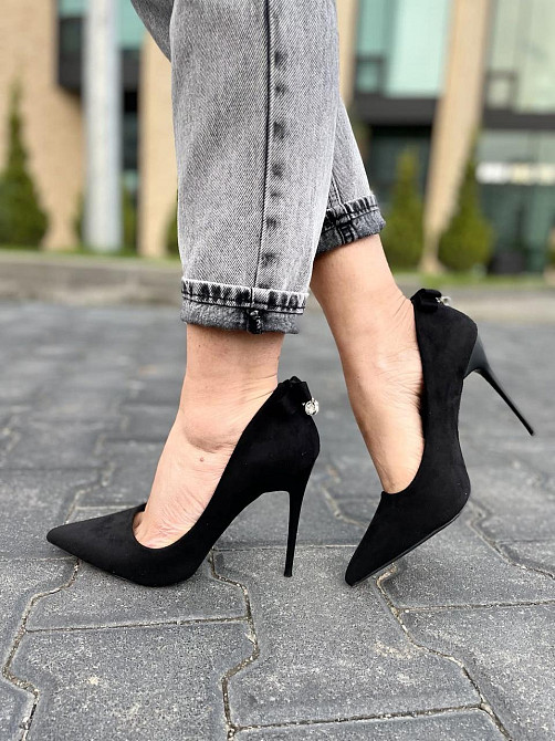 Туфлі жіночі Avelina чорні еко-замша каблук 11см 38р (3723) Коломия - фото 8