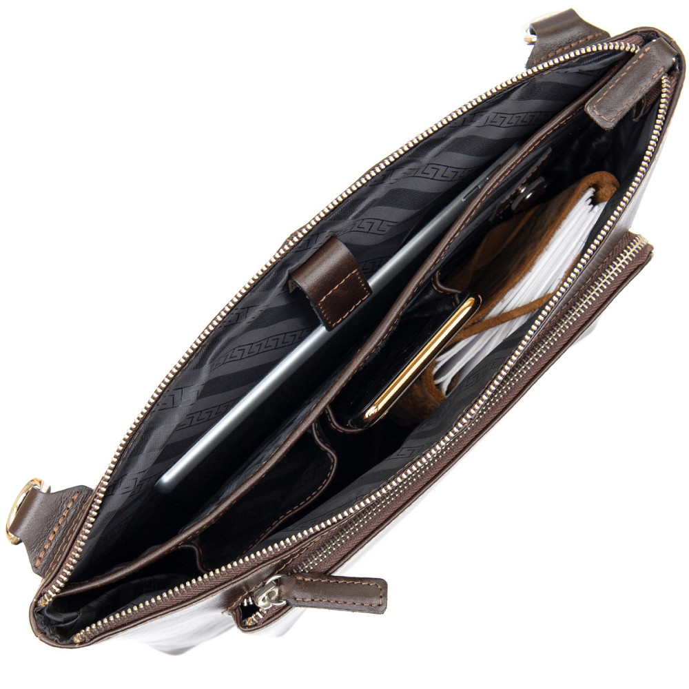 Кожаная мужская прямоугольная сумка для ноутбука GRANDE PELLE 11438 Коричневый Киев - изображение 7