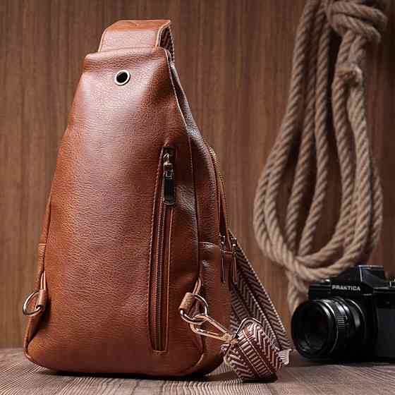 Практична жіноча сумка з однією лямкою через плече з екошкіри Vintage 22758 Рудий Київ