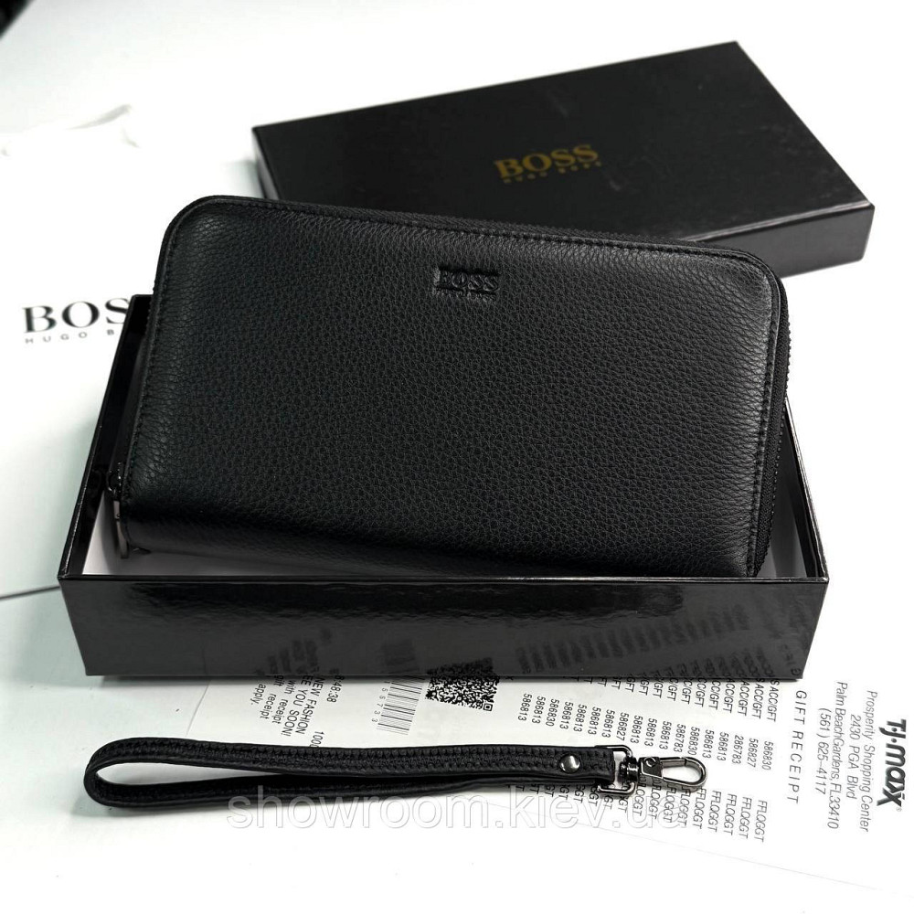 Кожаный брендовый кошелек клатч на два отделения Boss (6614) Киев - изображение 1