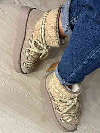 Угги женские Hengji 52-3 замшевые сноубутсы с мехом тедди на высокой подошве бежевые, 41, 26 см Киев