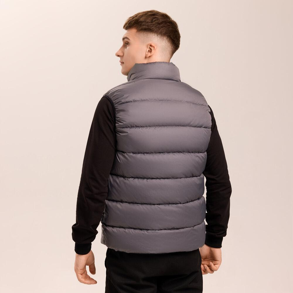 Темно-сіра жилетка для чоловіків з плащівки Pobedov Puffer Київ - фото 3