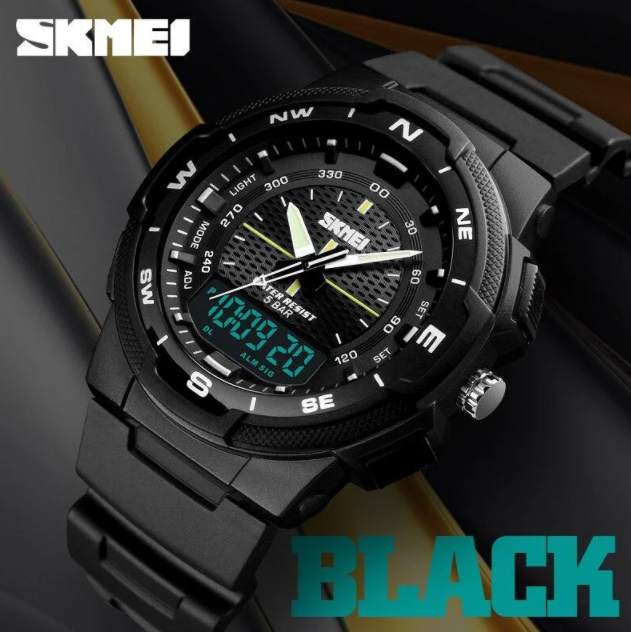 Мужские спортивные часы Skmei 1454 Черный с черным Винница - изображение 3