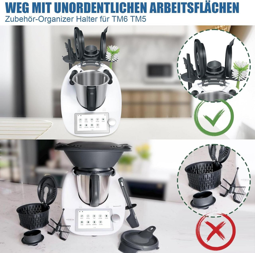 Держатель-органайзер Thermomix TM6 J-SK269DE черный для крышки лопатки мешалок щетки многофункциональная Киев - изображение 3