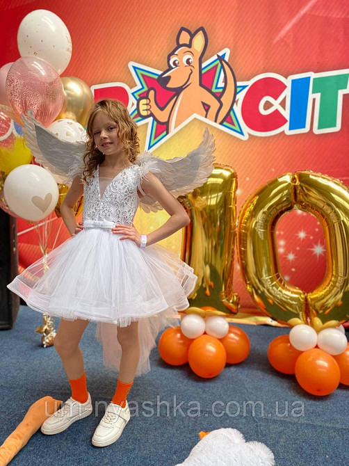 Сукня Сніжинка Дитяча біла сукня зі шлейфом та пір'ячком 116-128 Кривий Ріг - фото 3