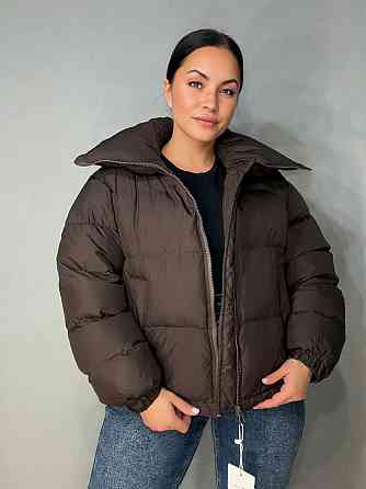 Куртка женская Haiziyuan 2603 оверсайз пуффер с воротником-стойкой коричневая, коричневый, L Киев