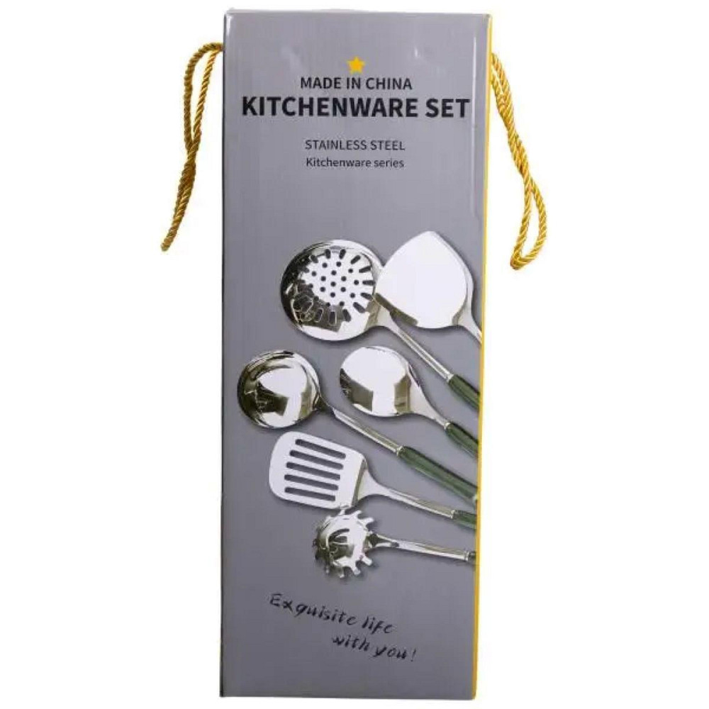 Набір кухонного приладдя на підставці 7 предметів кухонні аксесуари на підставці Білий із сріблястим HP-20-70 Київ - фото 8