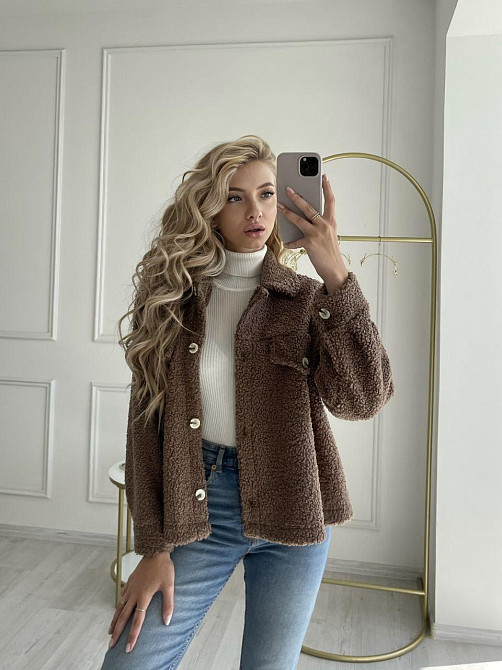 Женская теплая рубашка из мягкой овчины Тедди. Шоколад Одесса - изображение 11