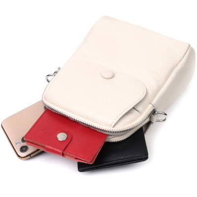 Сумка Vintage Женская небольшая вертикальная на два отделения из натуральной кожи Белая (22401) Винница - изображение 9