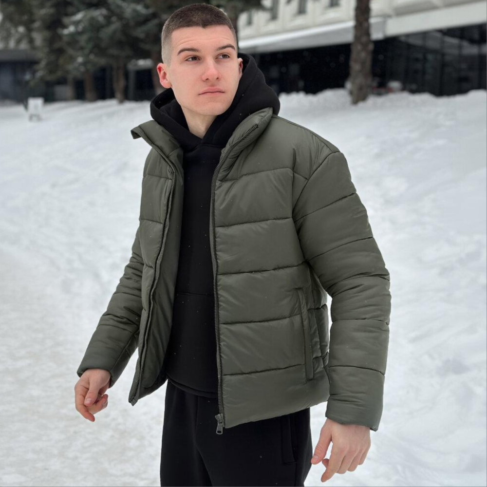 Чоловічий пуховик зимовий дутий короткий, куртка тепла Pobedov Bubble Gum водовідштовхувальна до -20 хакі Одеса - фото 1