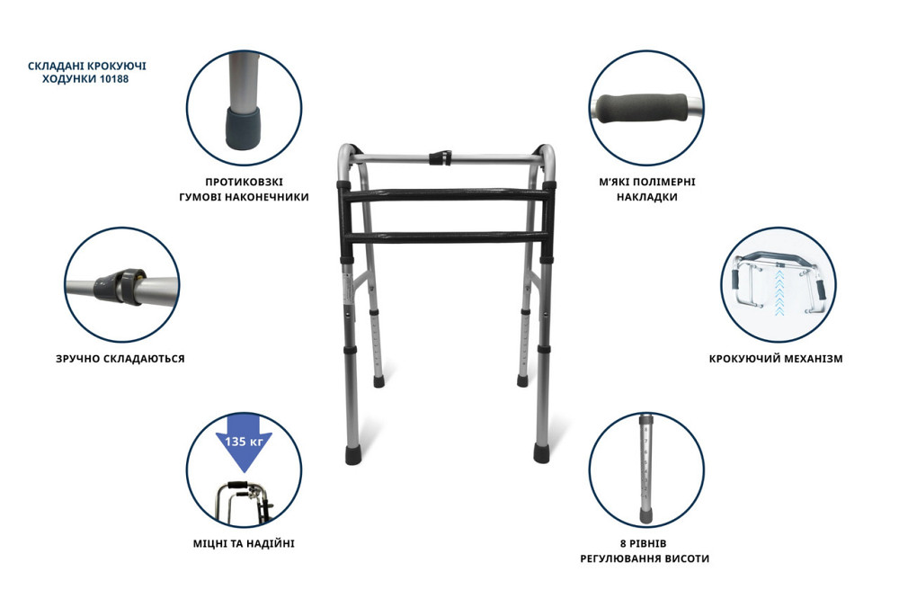Ходунки шагающие складные взрослые Doctor Life 10188/E/SL Днепр - изображение 9