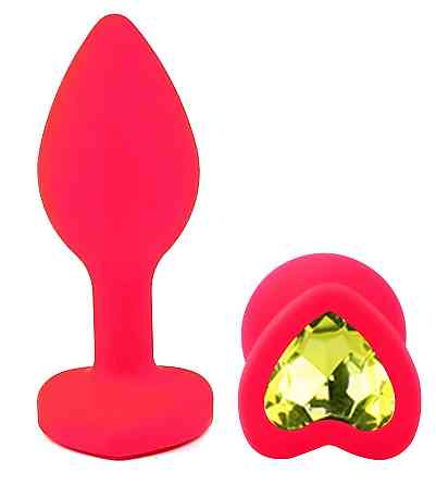 Силиконовая анальная пробка EGZO - Silicone Pink Heart Plug Lime, size S Sex Aura Киев