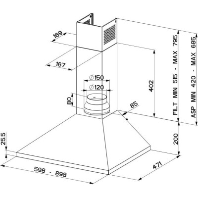 Вытяжка кухонная Faber Value Pb Bk A60 (320.0557.543) Винница - изображение 2