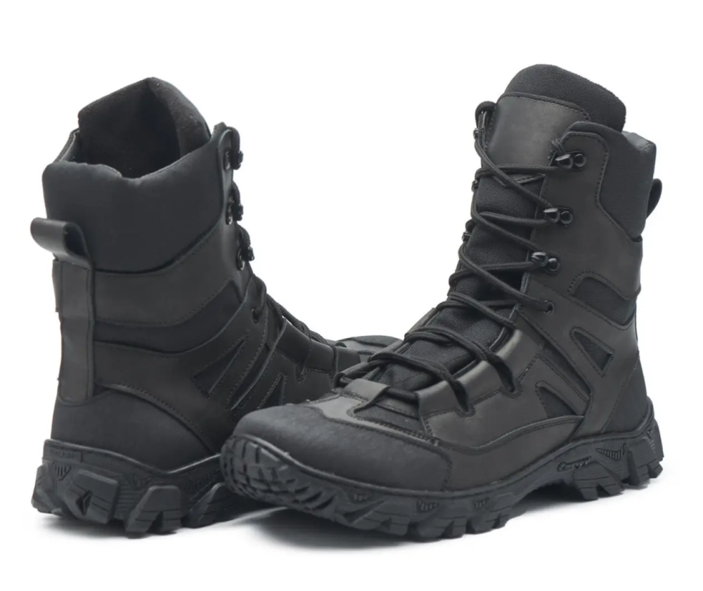 Мужские военные кожаные берцы демисезонные черные, тактические качественные водостойкие кожаные берцы Львов - изображение 7