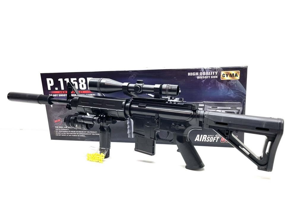 Автомат із лазерним прицілом на пластикових кульках звук світло Чорний (P.1158D) Чернігів - фото 5