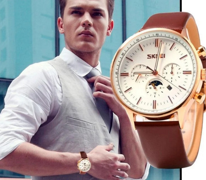 Мужские классичесие часы Skmei 9117 White Gold Винница - изображение 5