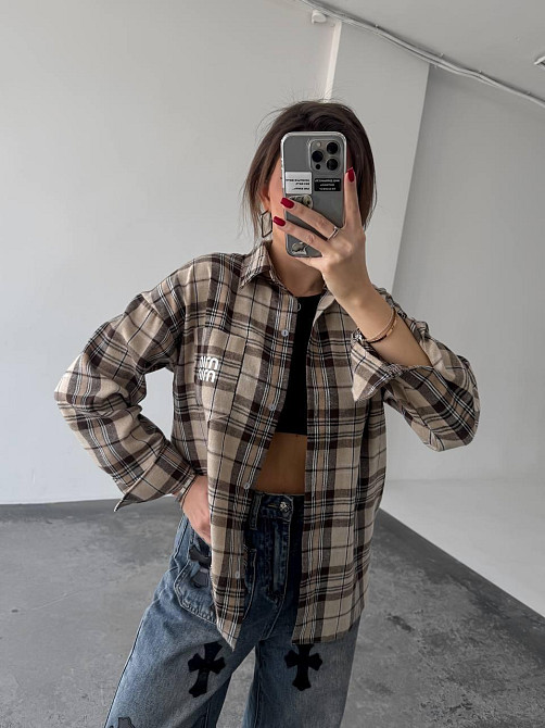 Женская рубашка в клетку (с накатом) 48-50, клетка 30 Одесса - изображение 2