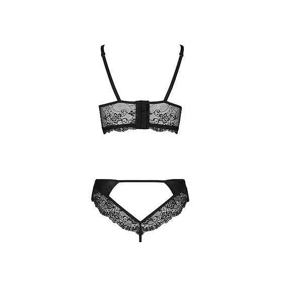 Комплект з еко-шкіри та мережива Passion LOONA SET XXL/XXXL, black, бра і трусики Sex Aura Київ