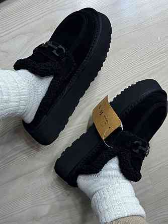 Угги женские Itts 080-1 лоферы тапочки на платформе с мехом черные, 38, 24 см Киев