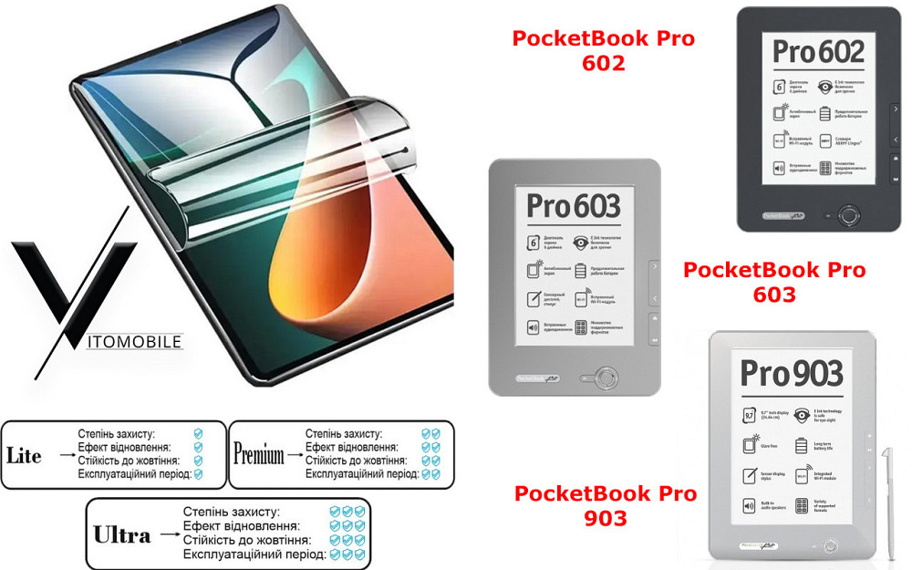 Полиуретановая пленка HyperClear Guard для PocketBook Pro 602, 603, 903 Киев - изображение 1
