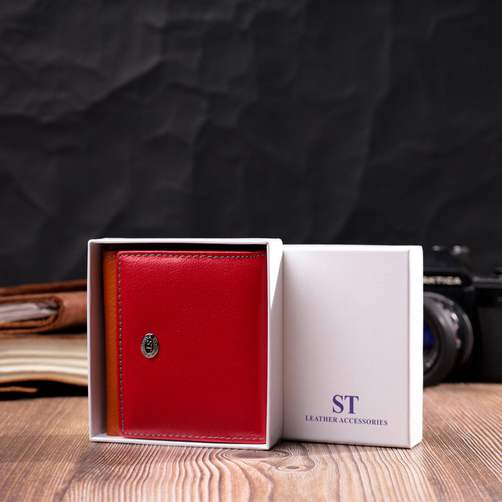 Интересный женский кошелек с оригинальной монетницей из натуральной кожи ST Leather 19509 Разноцветный Киев - изображение 10