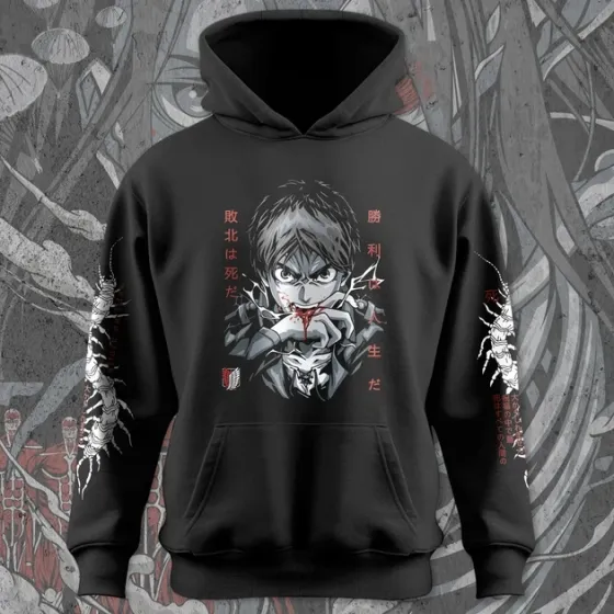 Худи для подростка мальчика с принтом Атака Титанів Ерен Єгер Размер 160 Anime11241 Днепр