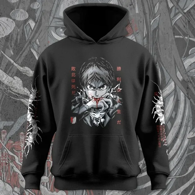 Худи для подростка мальчика с принтом Атака Титанів Ерен Єгер Размер 160 Anime11241 Днепр - изображение 3